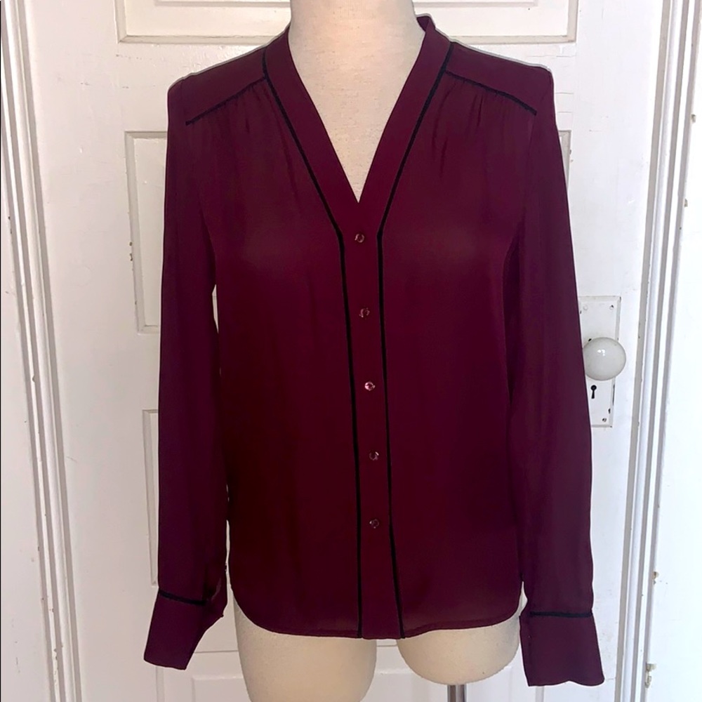 VINCE Maroon silk blouse XS